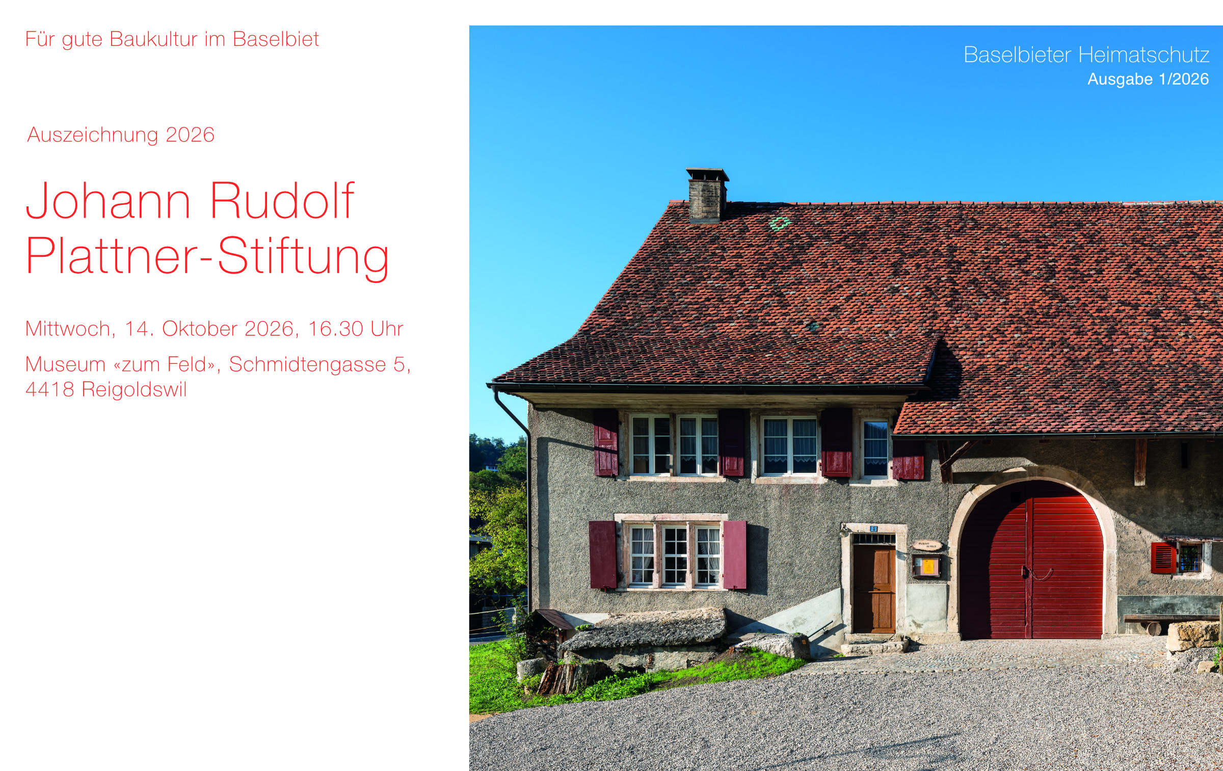 Auszeichnung 2026 Johann Rudolf Plattner-Stiftung